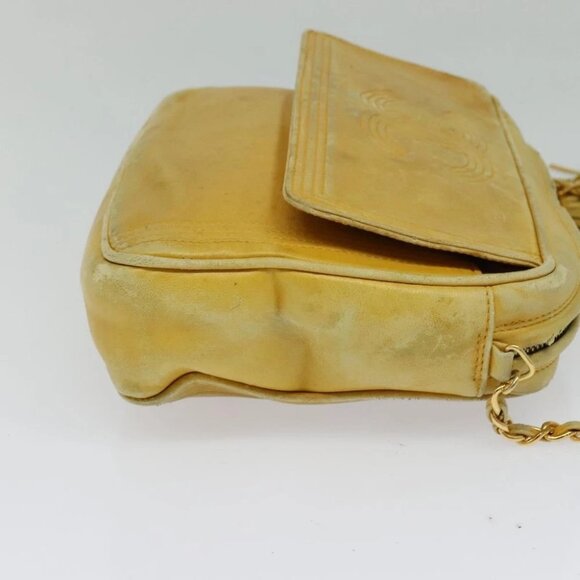 CHANEL Chain Shoulder Bag Lamb Skin Yellow Gold CC - Picture 3 of 15